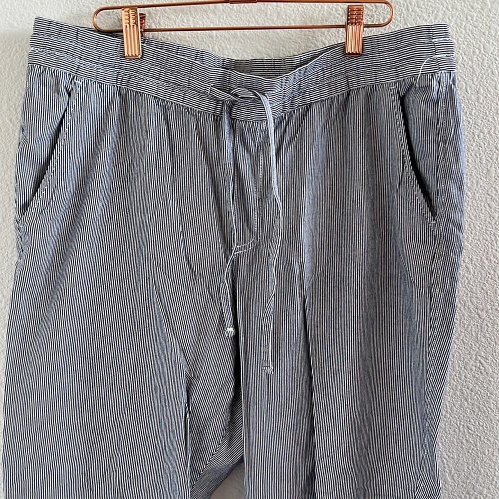 GAP Easy Pant Striped Pull on Elastic Waist Drawstring Cotton Viscose Pants L - Picture 4 of 7